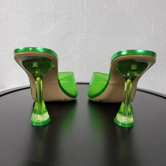 Gianni Bini Oziee Women Sandals Size 11 Green Clear Vinyl Sculptural Heel NEW - Picture 5 of 13